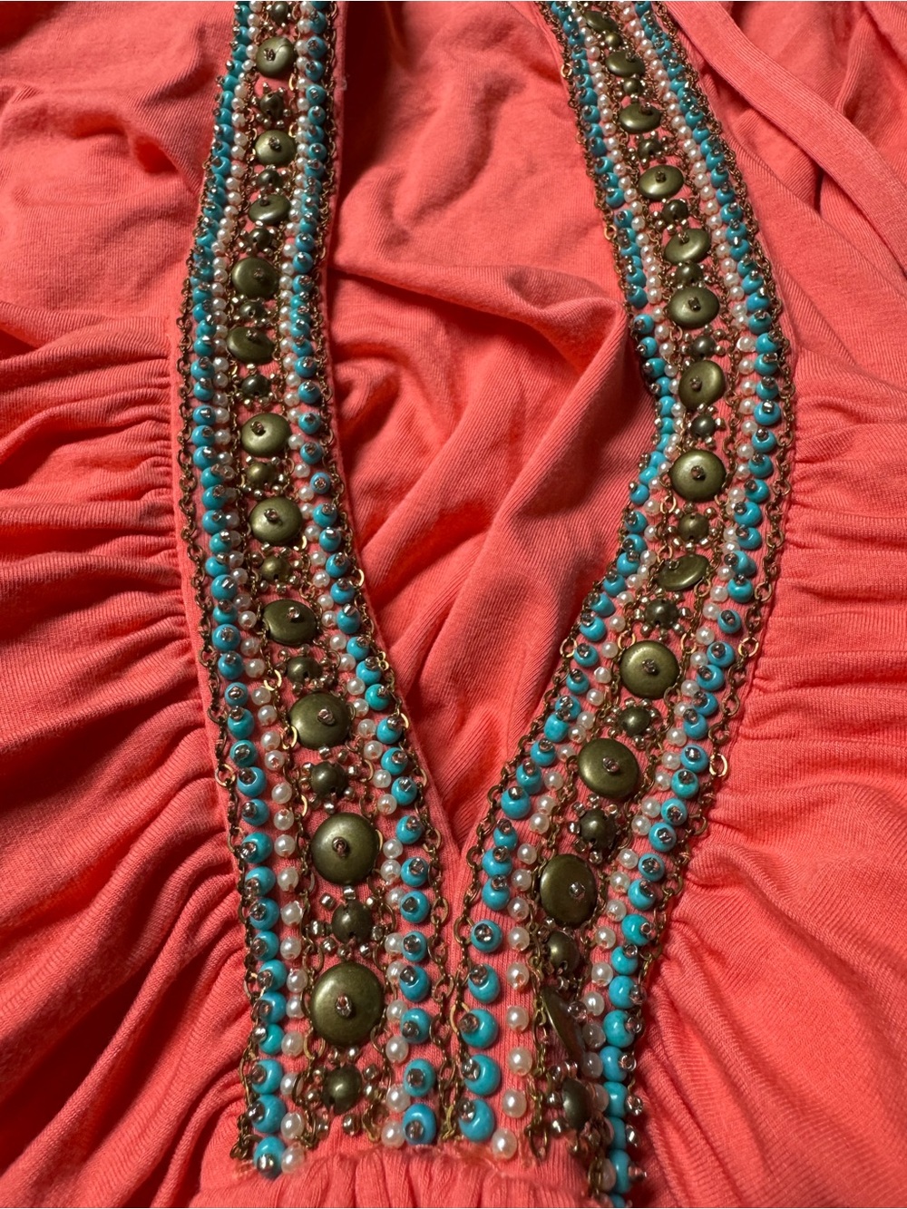 Cache Coral Halter Top with Bead Accent NWT Size XL - Picture 5 of 6